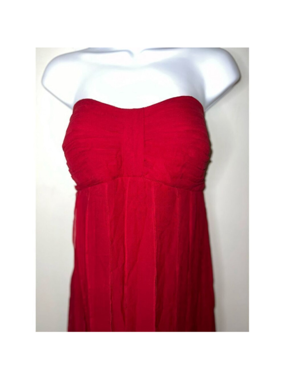 Red Silk Midi Strapless Dress 14 Midi-Maxi